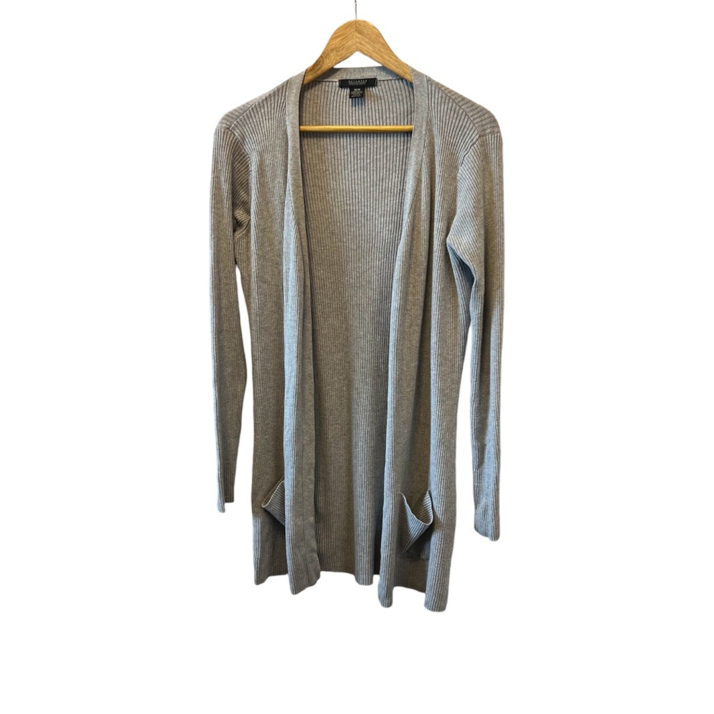 KISMET Grey Ribbed Stretch Long Fit Duster Cardigan Open Sweater M